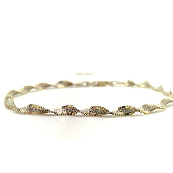 Sterling Silver Gold Tone Twist Chain Bracelet 8" - Picture 2 of 4
